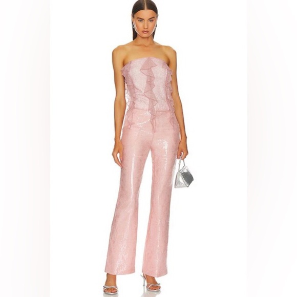 Kim Shui Pants All Over Sequin Pailette in Pink holiday Size Small Brand NWOT - Picture 4 of 15